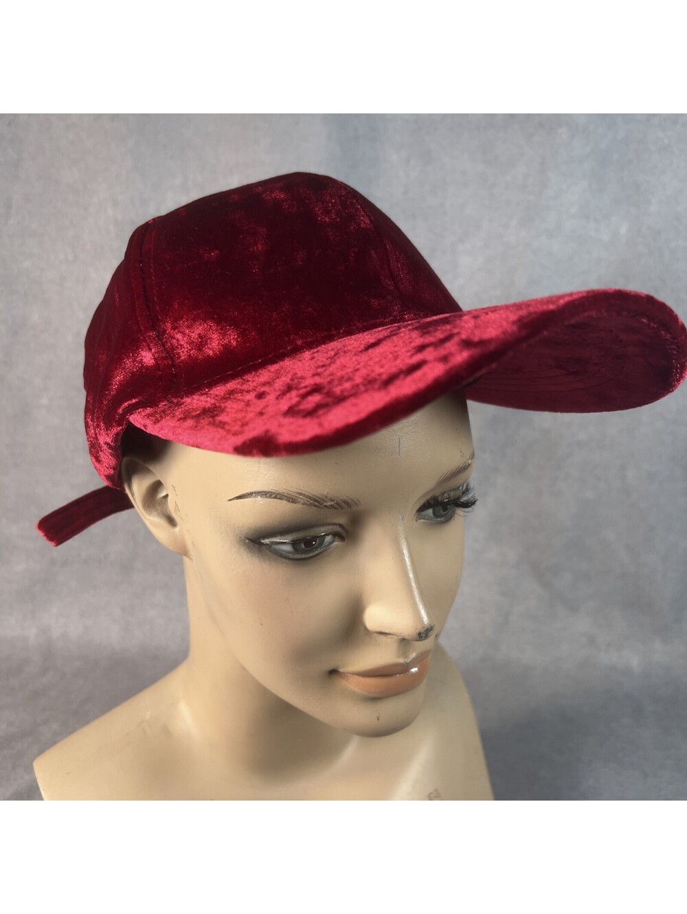 Womens Crushed Velvet Maroon Baseball Hat Cap One Size Unstructured Target